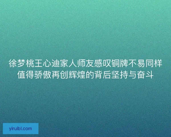 徐梦桃王心迪家人师友感叹铜牌不易同样值得骄傲再创辉煌的背后坚持与奋斗