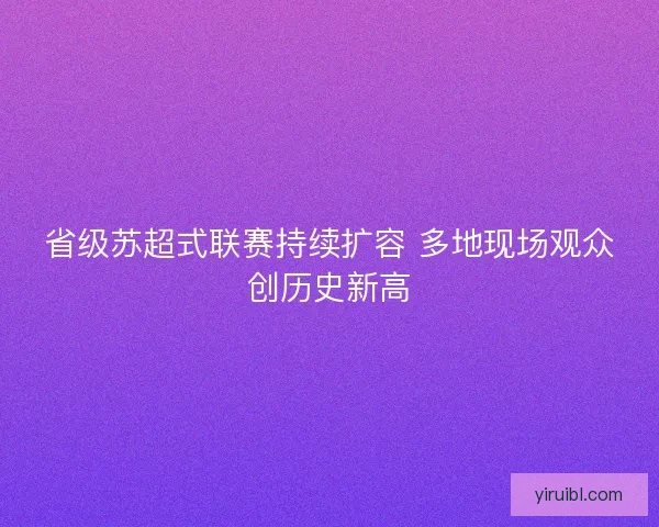 省级苏超式联赛持续扩容 多地现场观众创历史新高